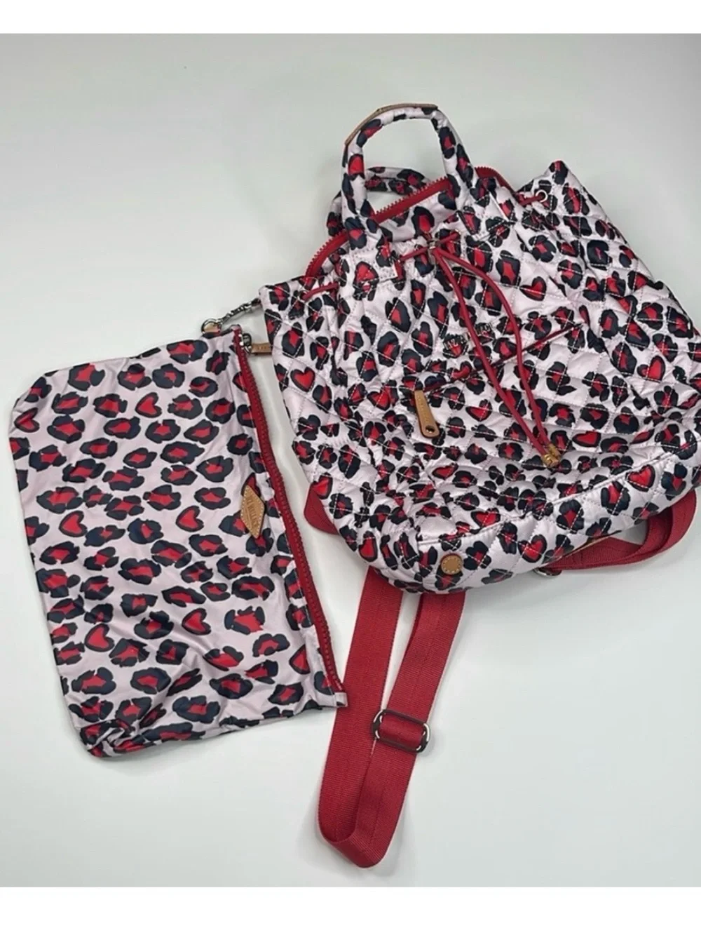 NWOT MZ WALLACE Heart Leopard Metro Small Convertible Backpack, limited print